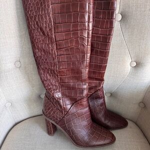 Vince Camuto Phranzie Redwood Leather Pointed Toe Tall Fashion Knee High Boot